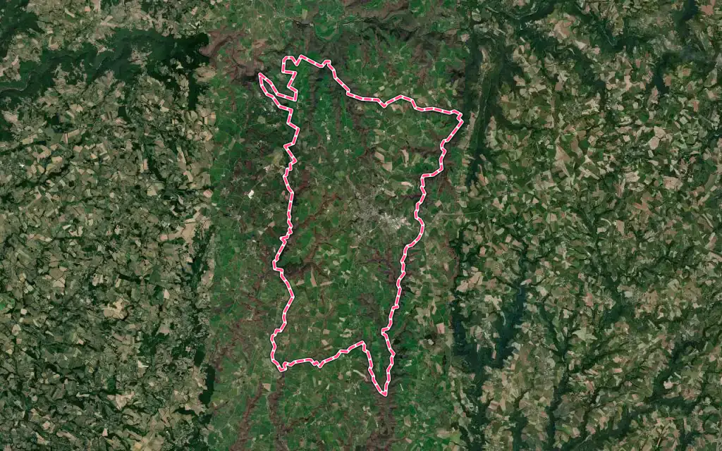 Vue satellite de Rieupeyroux avec ses contours administratifs