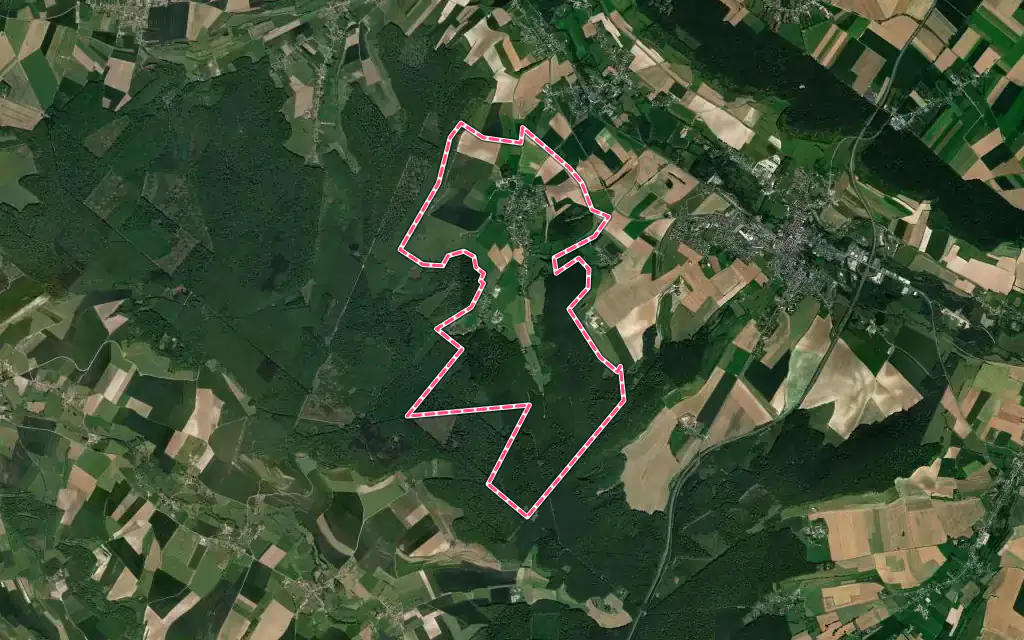 Vue satellite de Rieux avec ses contours administratifs