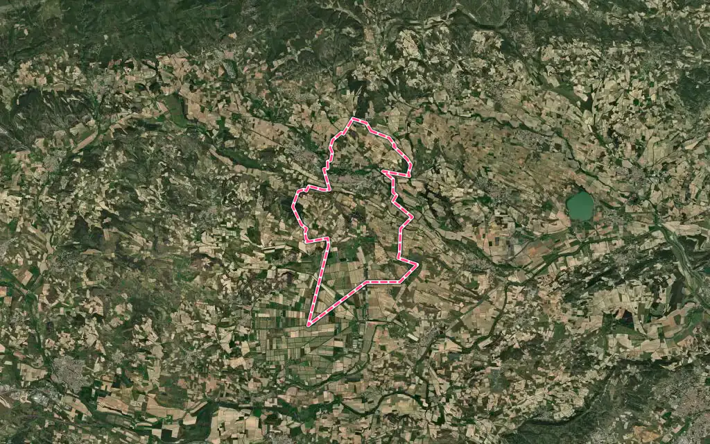 Vue satellite de Rieux-Minervois avec ses contours administratifs
