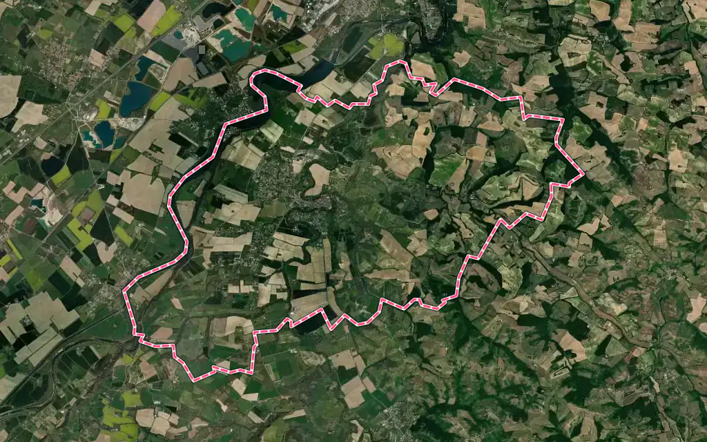 Vue satellite de Rieux-Volvestre avec ses contours administratifs