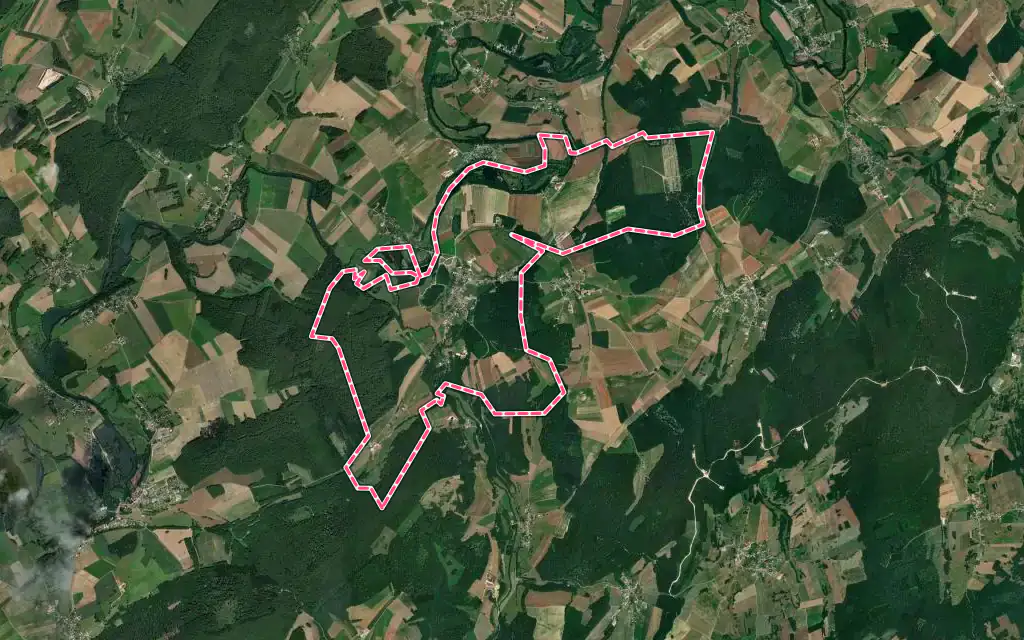 Vue satellite de Rigney avec ses contours administratifs