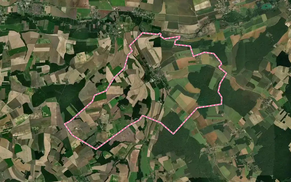 Vue satellite de Rigny-le-Ferron avec ses contours administratifs