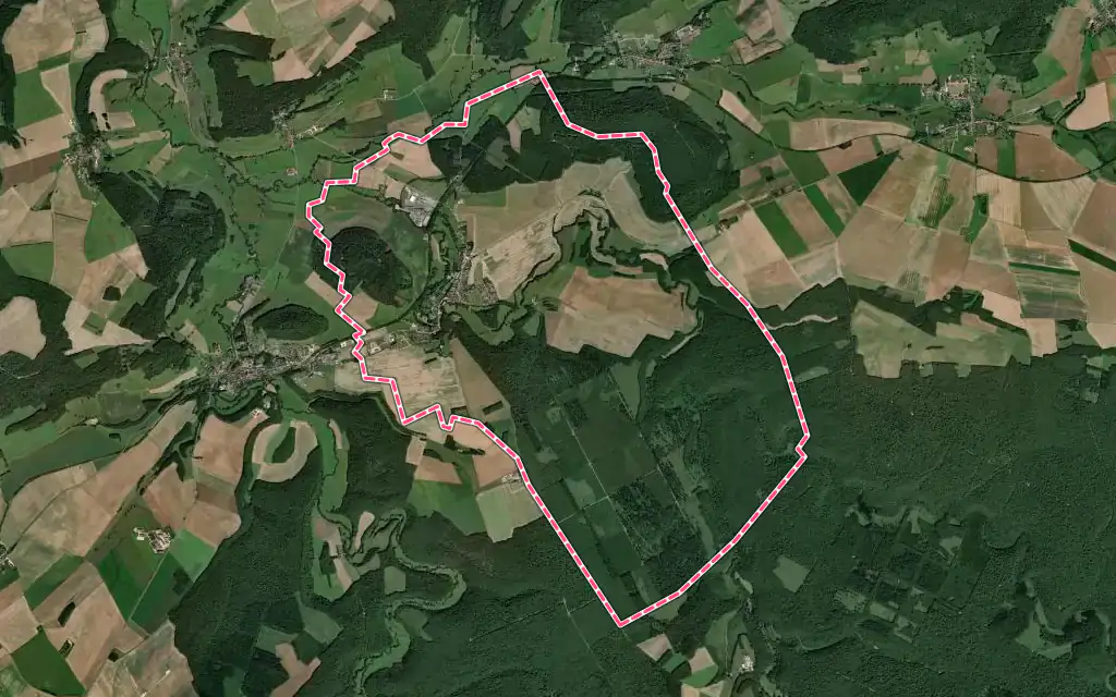 Vue satellite de Rimaucourt avec ses contours administratifs