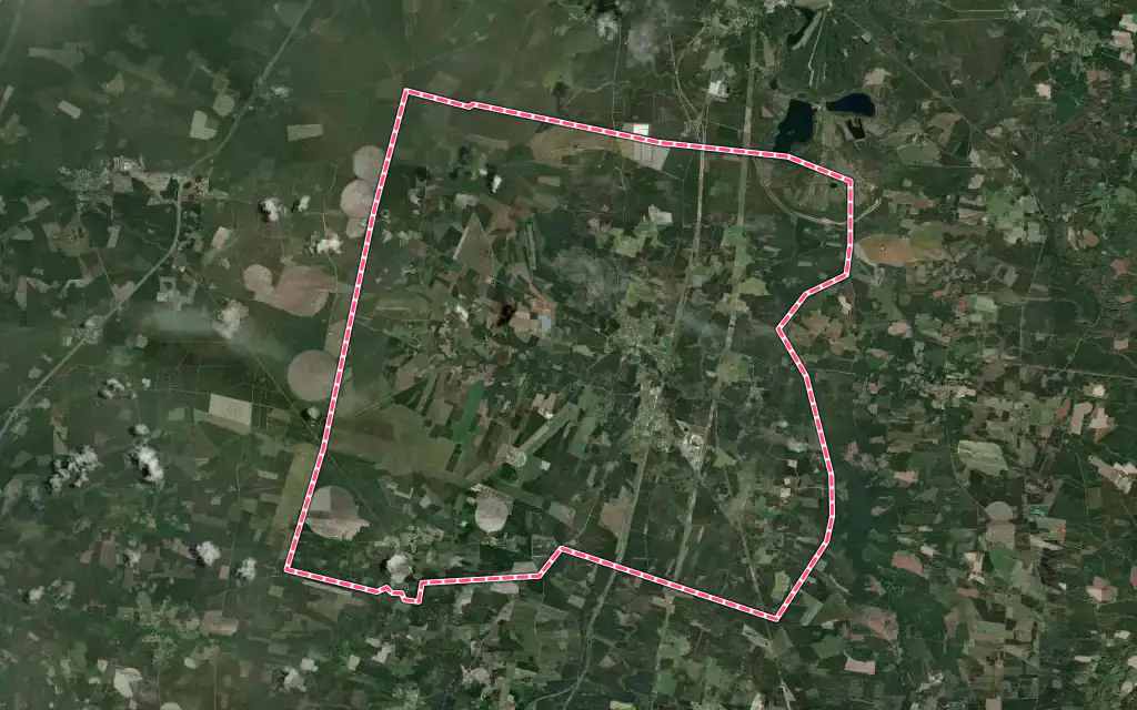 Vue satellite de Rion-des-Landes avec ses contours administratifs