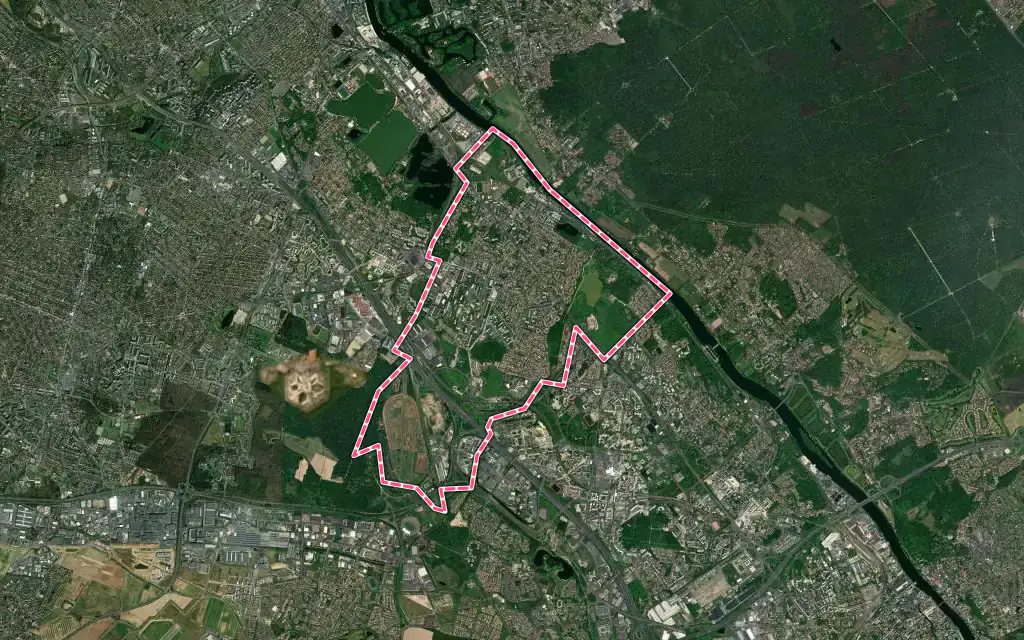 Vue satellite de Ris-Orangis avec ses contours administratifs
