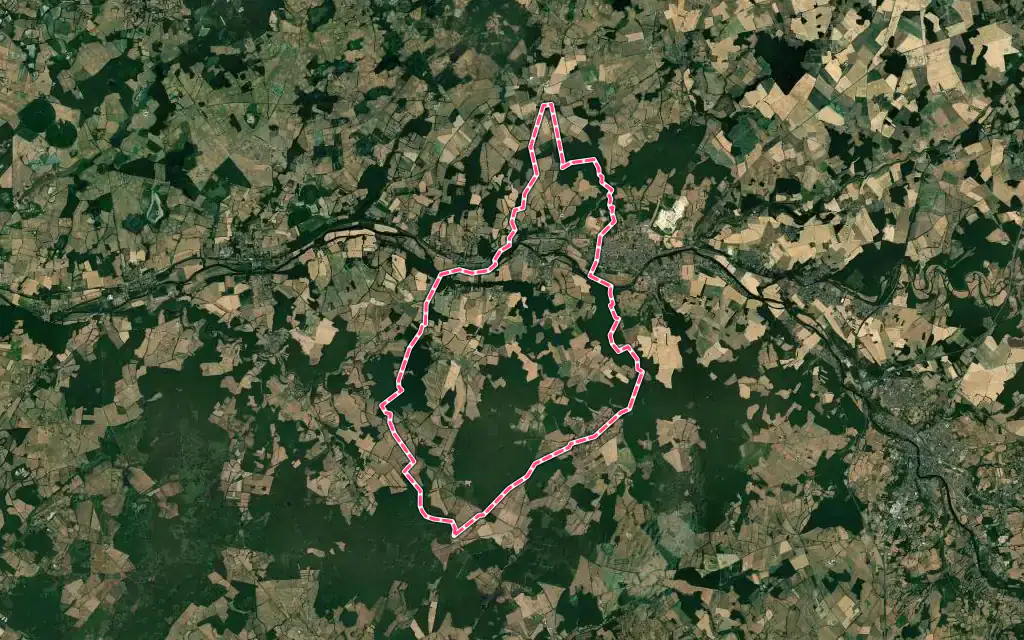 Vue satellite de Rivarennes avec ses contours administratifs