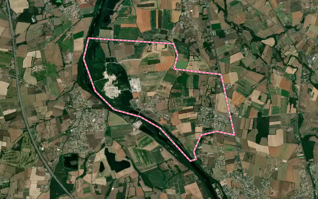 Vue satellite de Rivas avec ses contours administratifs