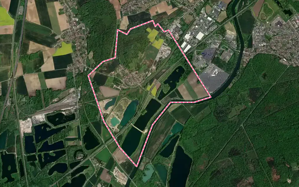 Vue satellite de Rivecourt avec ses contours administratifs