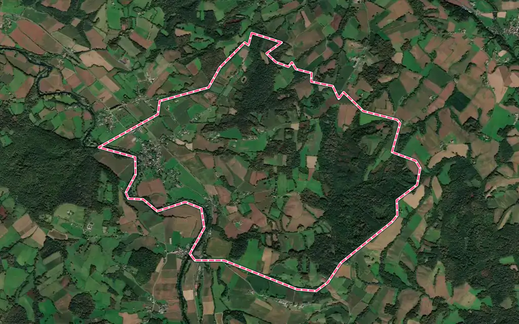 Vue satellite de Rivehaute avec ses contours administratifs