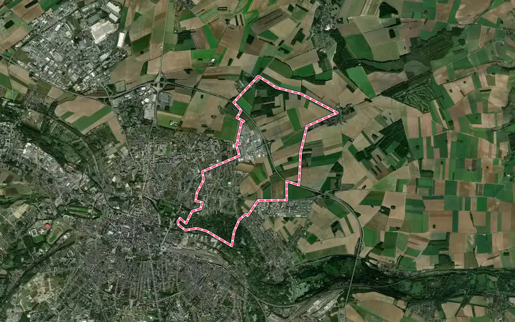 Vue satellite de Rivery avec ses contours administratifs