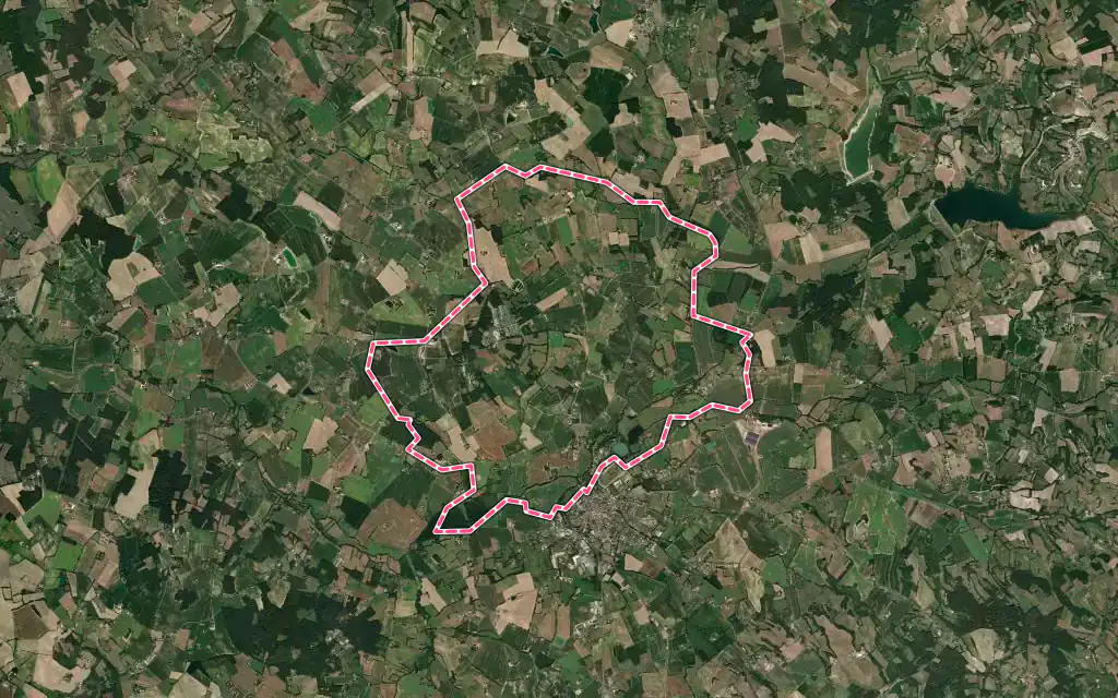 Vue satellite de Rives avec ses contours administratifs