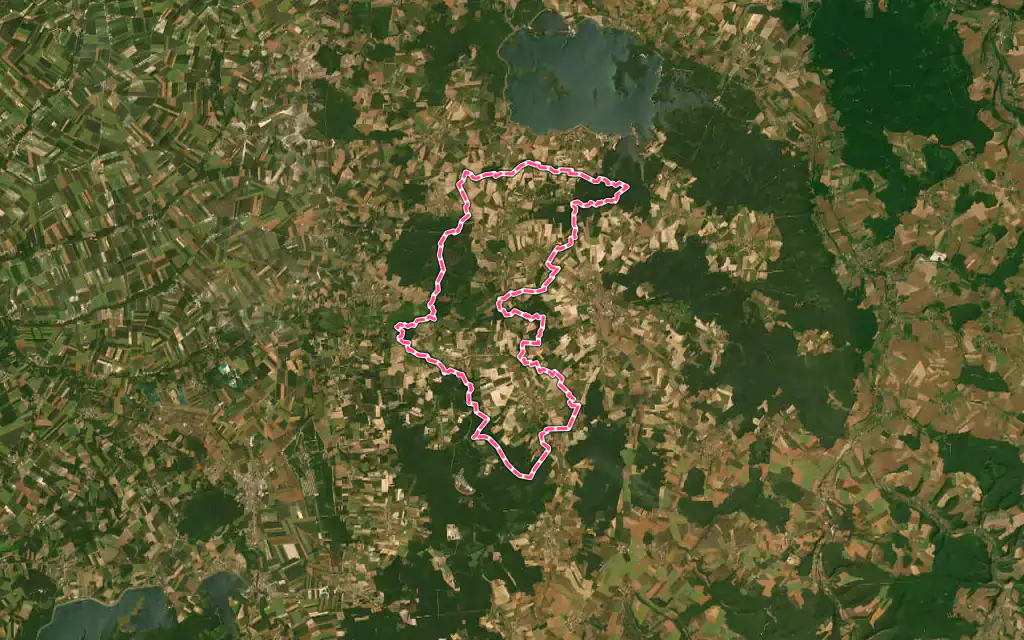 Vue satellite de Rives Dervoises avec ses contours administratifs
