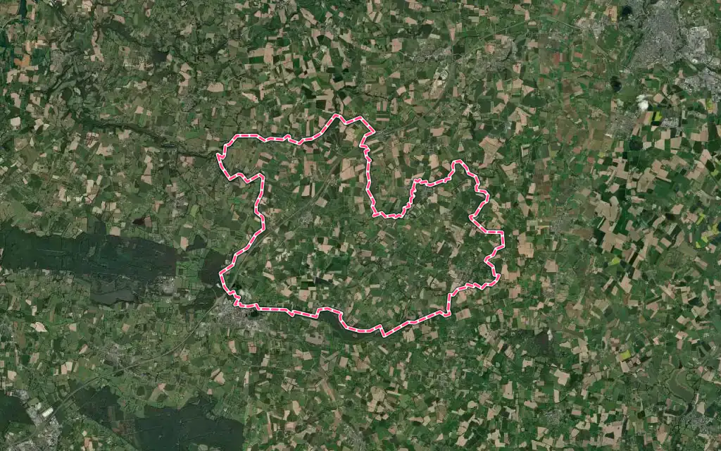 Vue satellite de Rives-du-Couesnon avec ses contours administratifs