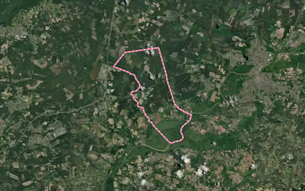 Vue satellite de Rivière-Saas-et-Gourby avec ses contours administratifs