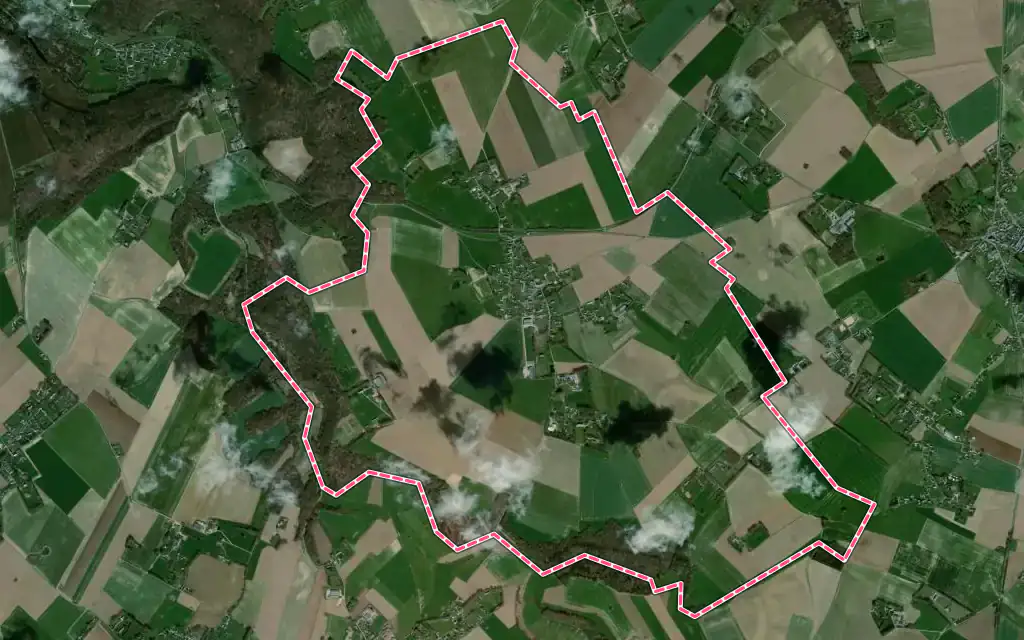 Vue satellite de Riville avec ses contours administratifs