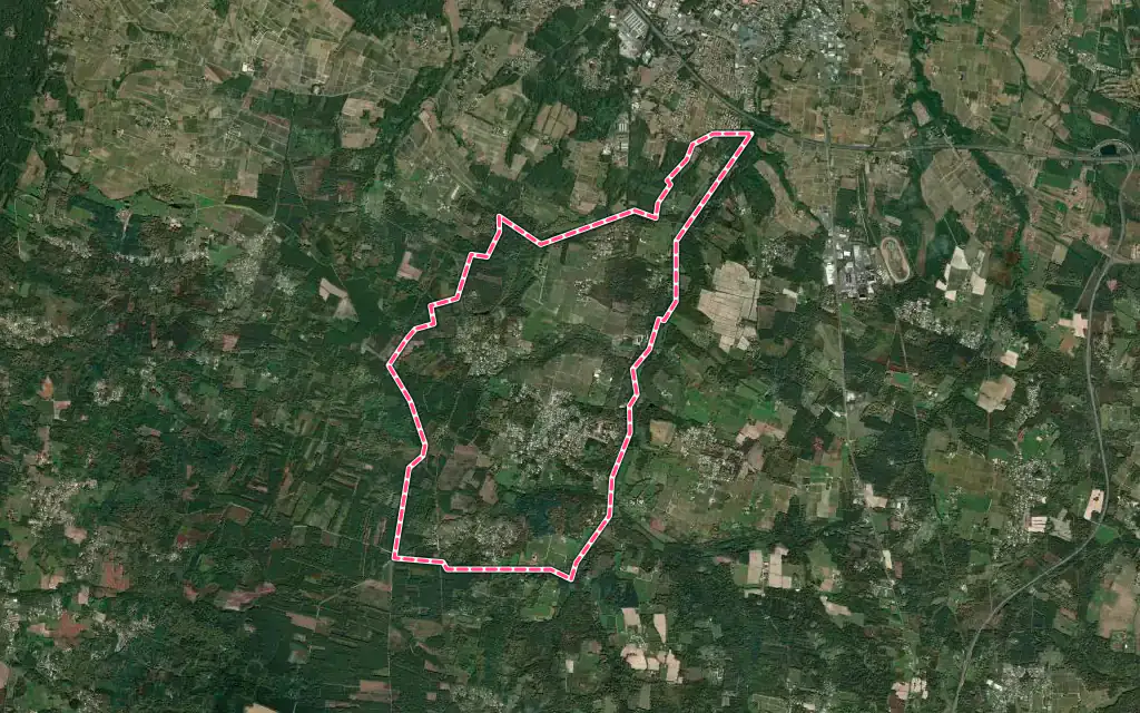 Vue satellite de Roaillan avec ses contours administratifs