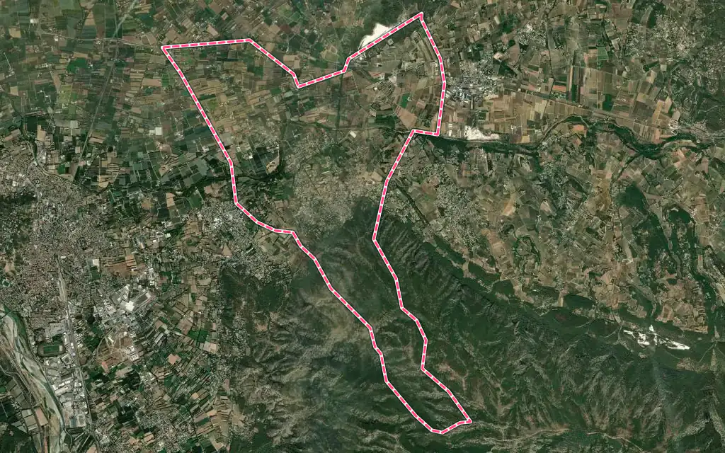 Vue satellite de Robion avec ses contours administratifs
