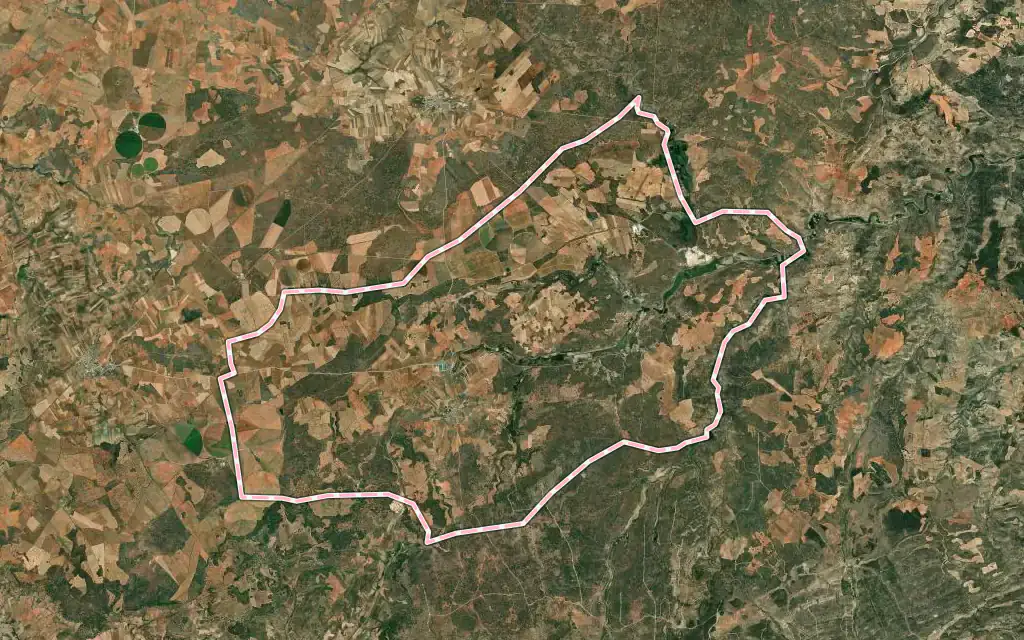 Vista satélite de Robledo con su contorno administrativo