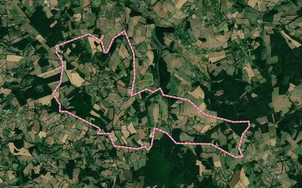 Vue satellite de Roche-d'Agoux avec ses contours administratifs