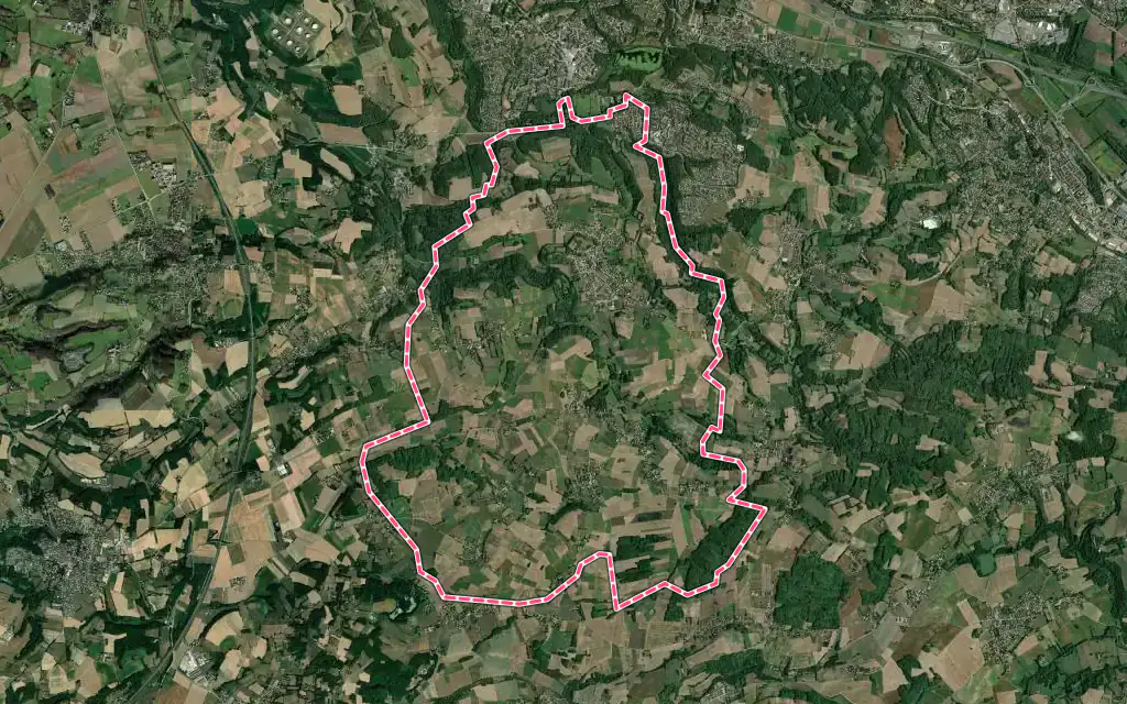 Vue satellite de Roche avec ses contours administratifs
