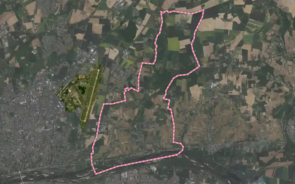 Vue satellite de Rochecorbon avec ses contours administratifs