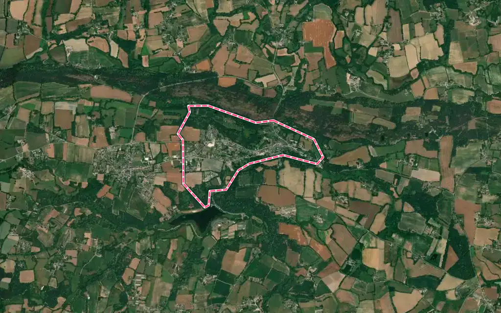 Vue satellite de Rochefort-en-Terre avec ses contours administratifs
