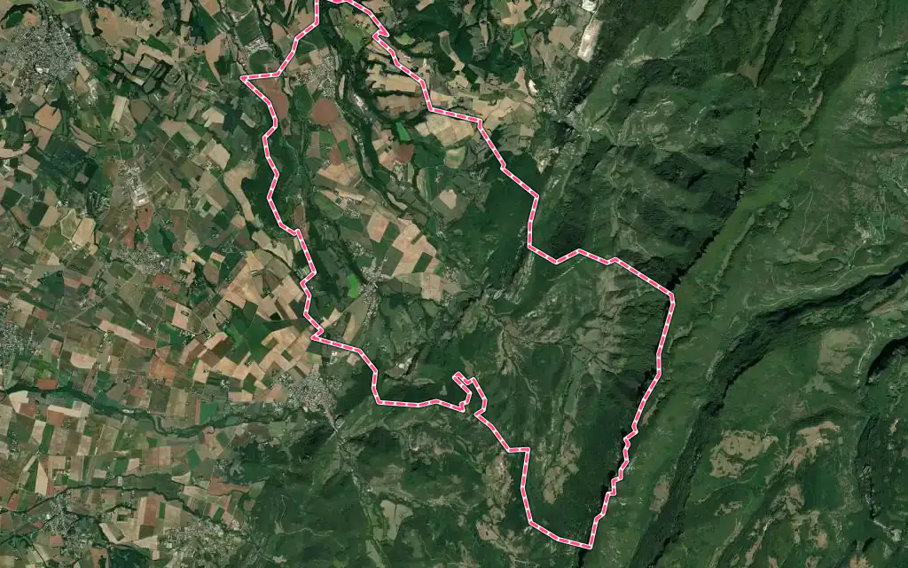 Vue satellite de Rochefort-Samson avec ses contours administratifs