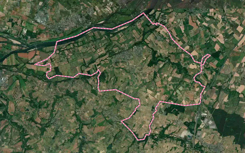 Vue satellite de Rochefort-sur-Loire avec ses contours administratifs