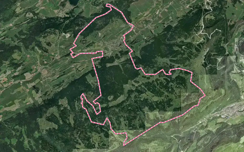 Vue satellite de Rochejean avec ses contours administratifs