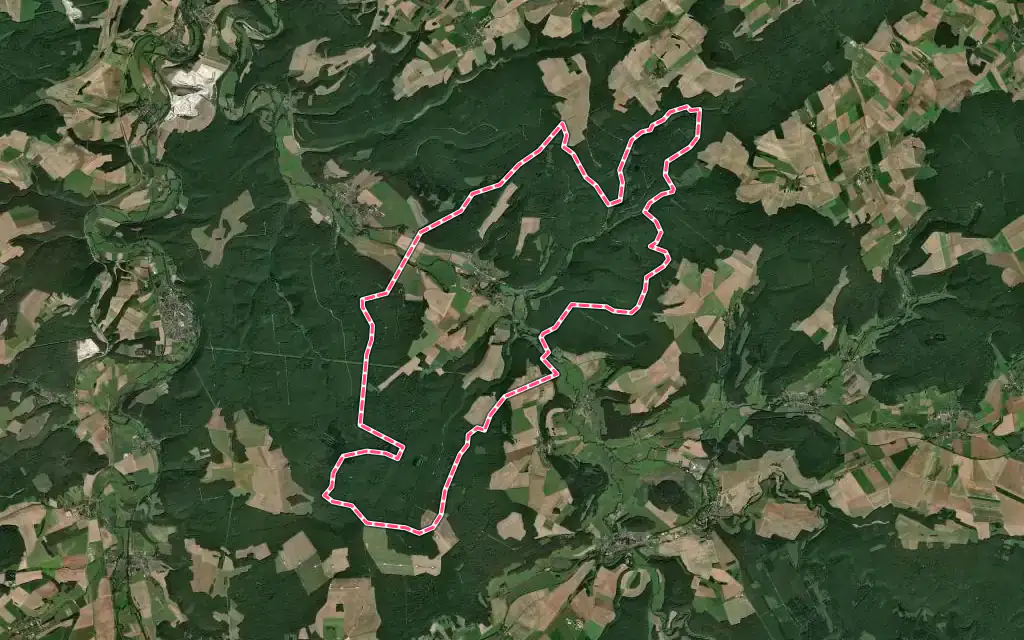 Vue satellite de Roches-Bettaincourt avec ses contours administratifs