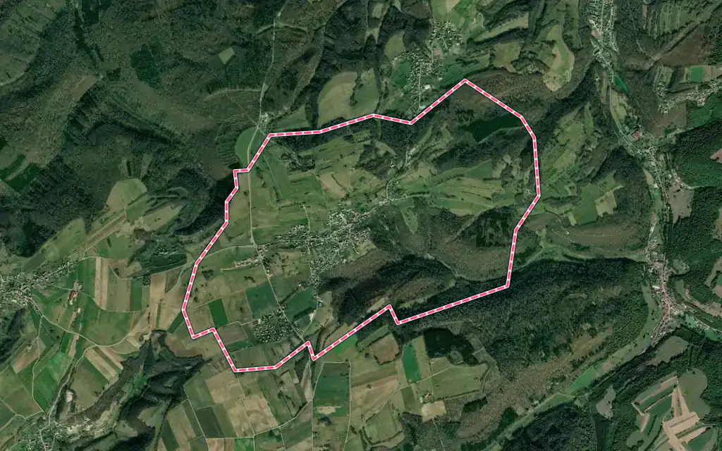 Vue satellite de Roches-lès-Blamont avec ses contours administratifs
