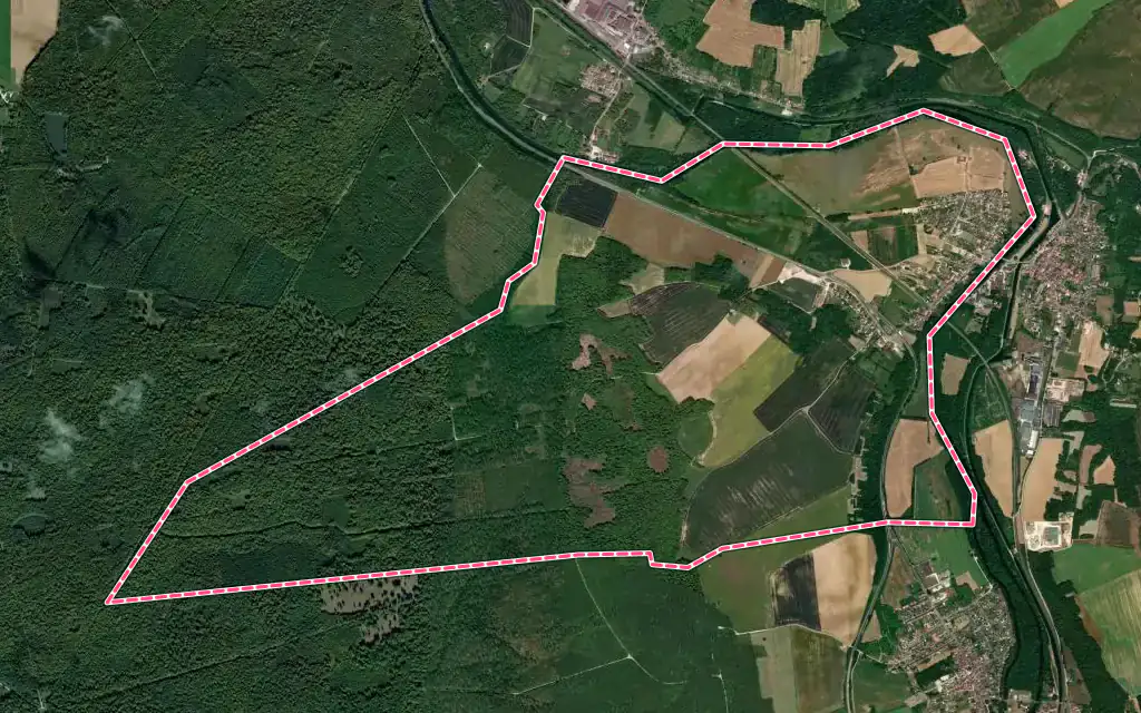 Vue satellite de Roches-sur-Marne avec ses contours administratifs