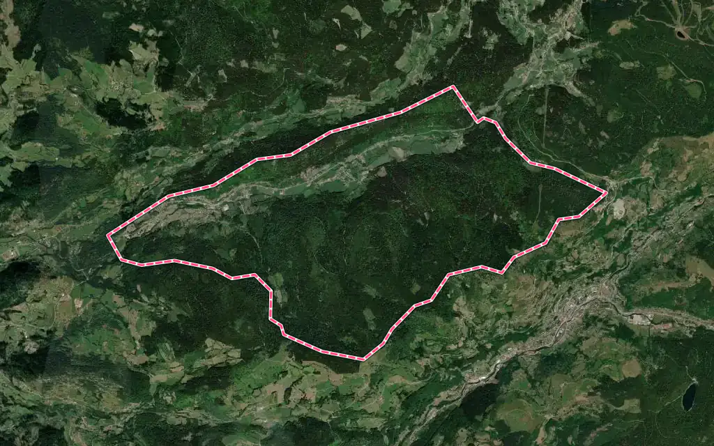 Vue satellite de Rochesson avec ses contours administratifs