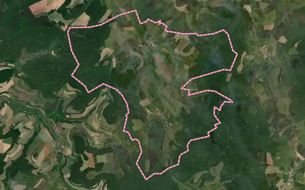 Vue satellite de Rochetaillée avec ses contours administratifs