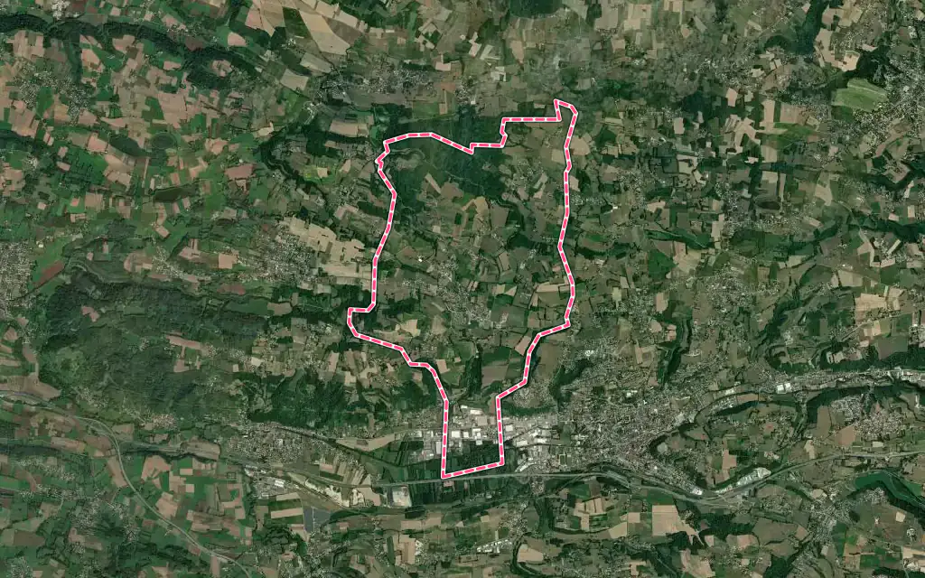 Vue satellite de Rochetoirin avec ses contours administratifs