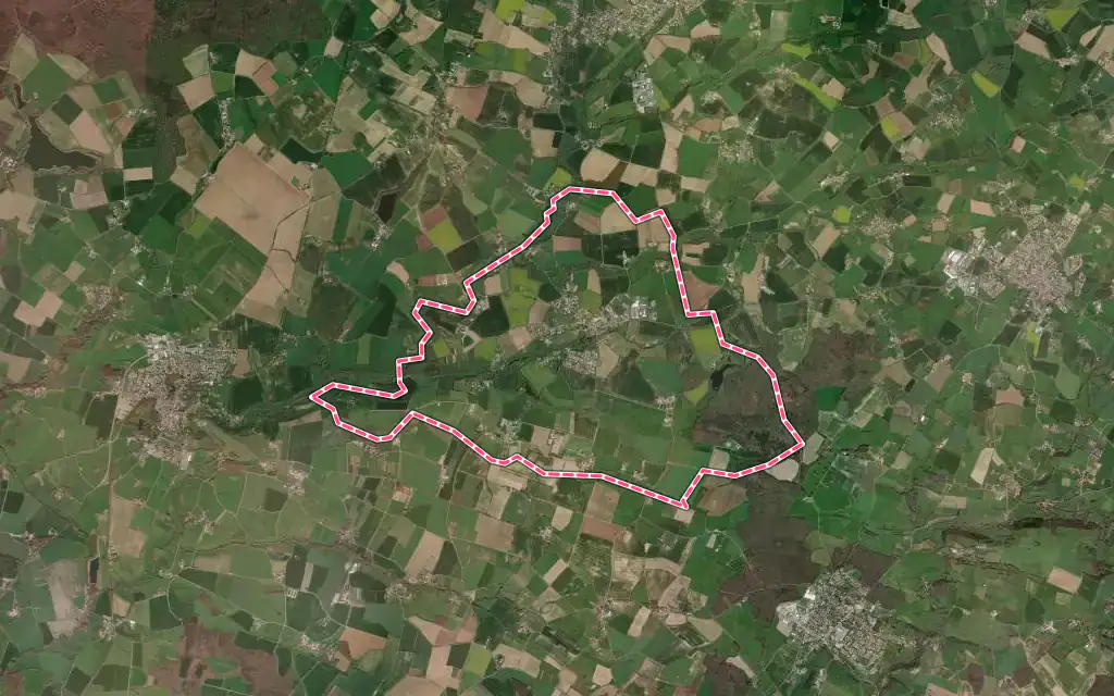 Vue satellite de Rochetrejoux avec ses contours administratifs