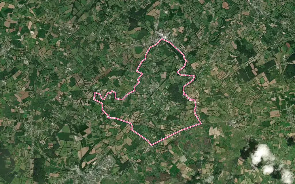 Vue satellite de Rocheville avec ses contours administratifs