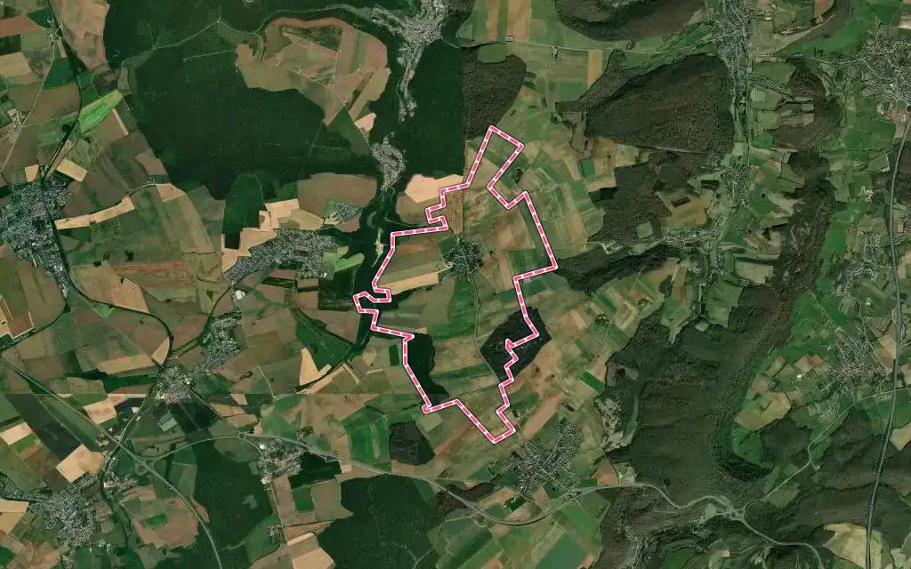 Vue satellite de Rochonvillers avec ses contours administratifs