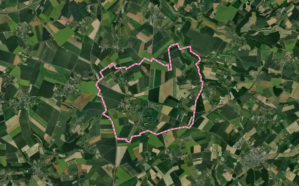 Vue satellite de Rocquemont avec ses contours administratifs