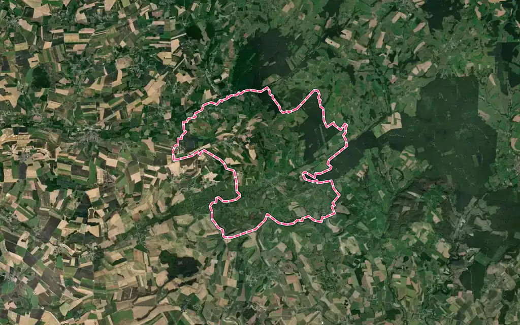 Vue satellite de Rocquigny avec ses contours administratifs