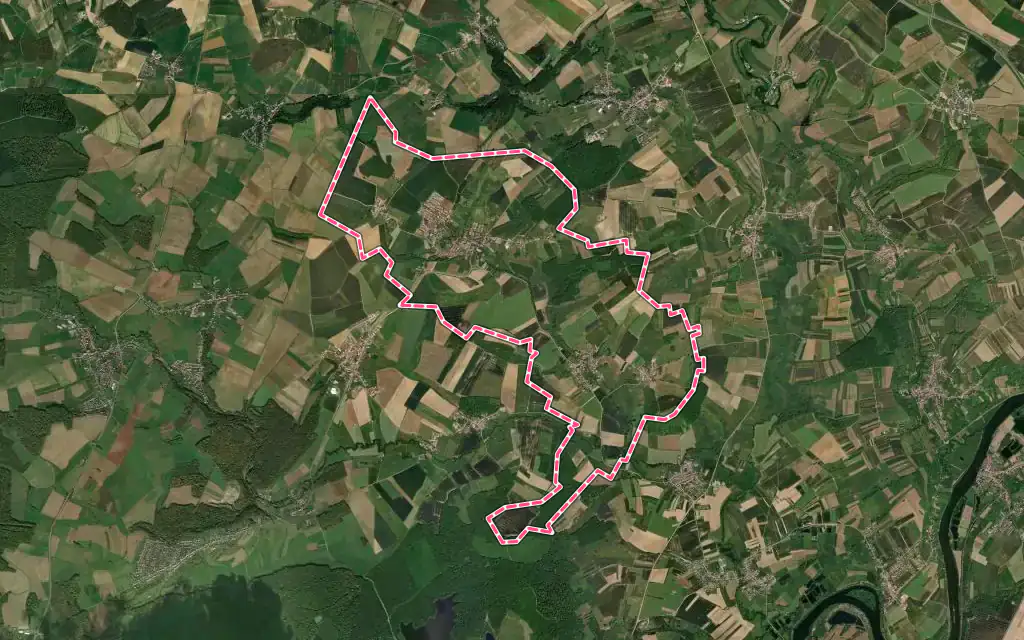 Vue satellite de Rodemack avec ses contours administratifs