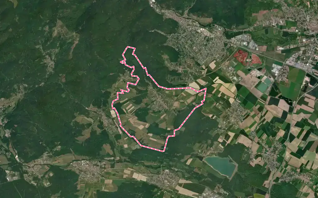 Vue satellite de Roderen avec ses contours administratifs