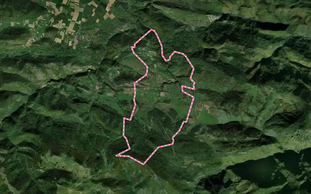 Vue satellite de Rodome avec ses contours administratifs