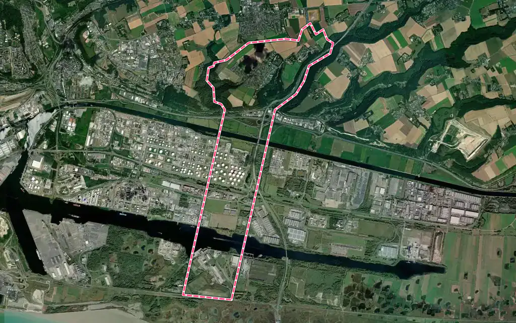 Vue satellite de Rogerville avec ses contours administratifs