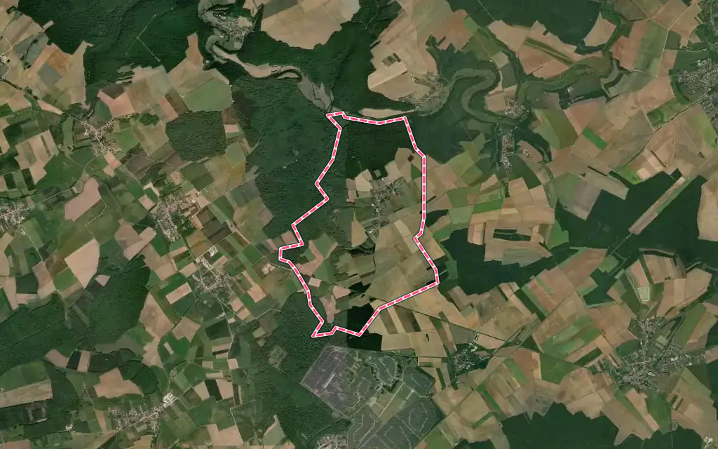 Vue satellite de Rogéville avec ses contours administratifs