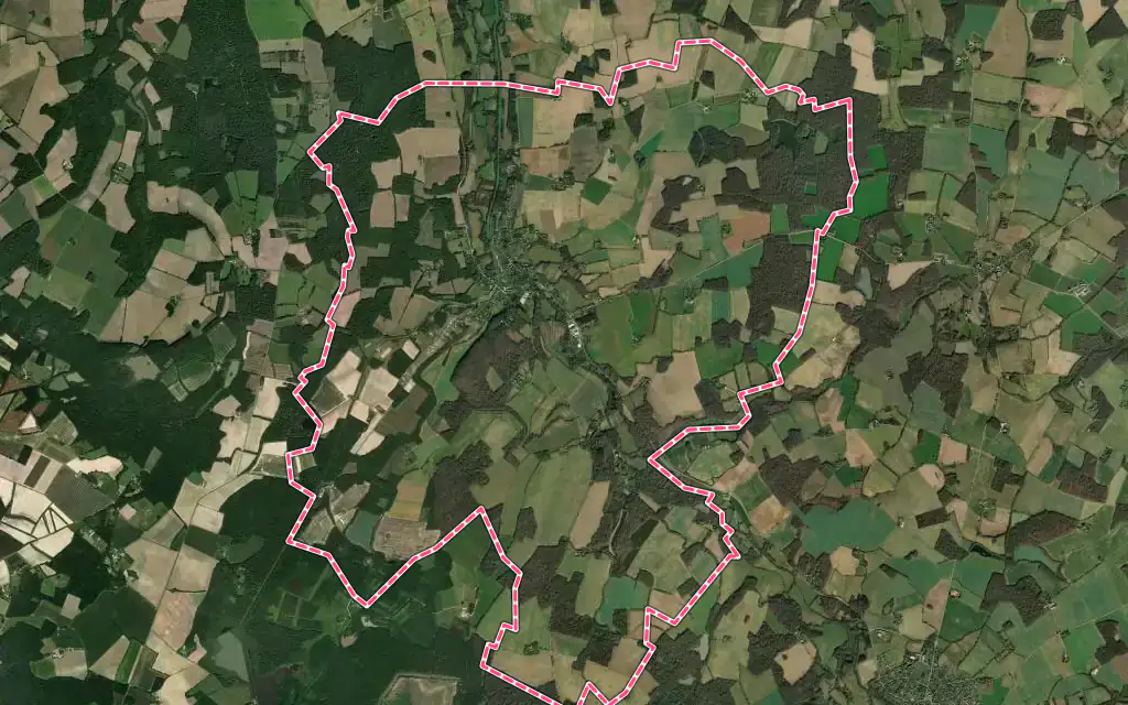Vue satellite de Rogny-les-Sept-Écluses avec ses contours administratifs