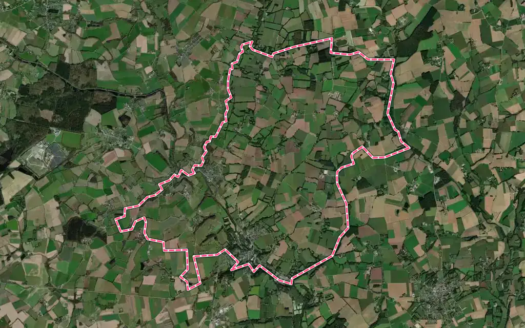 Vue satellite de Rohan avec ses contours administratifs