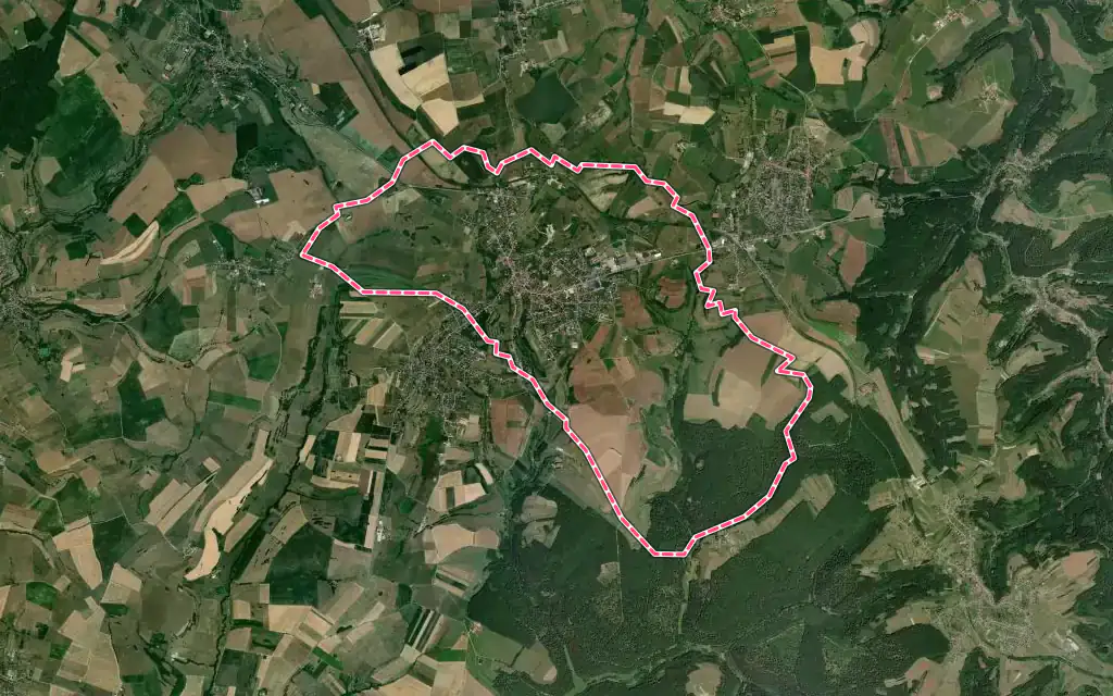 Vue satellite de Rohrbach-lès-Bitche avec ses contours administratifs