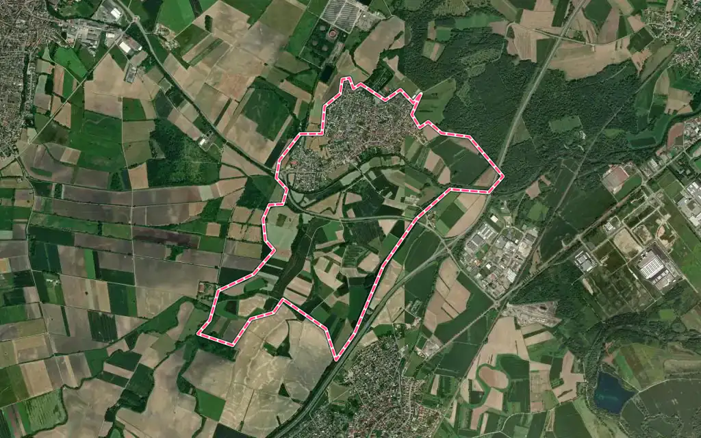 Vue satellite de Rohrwiller avec ses contours administratifs