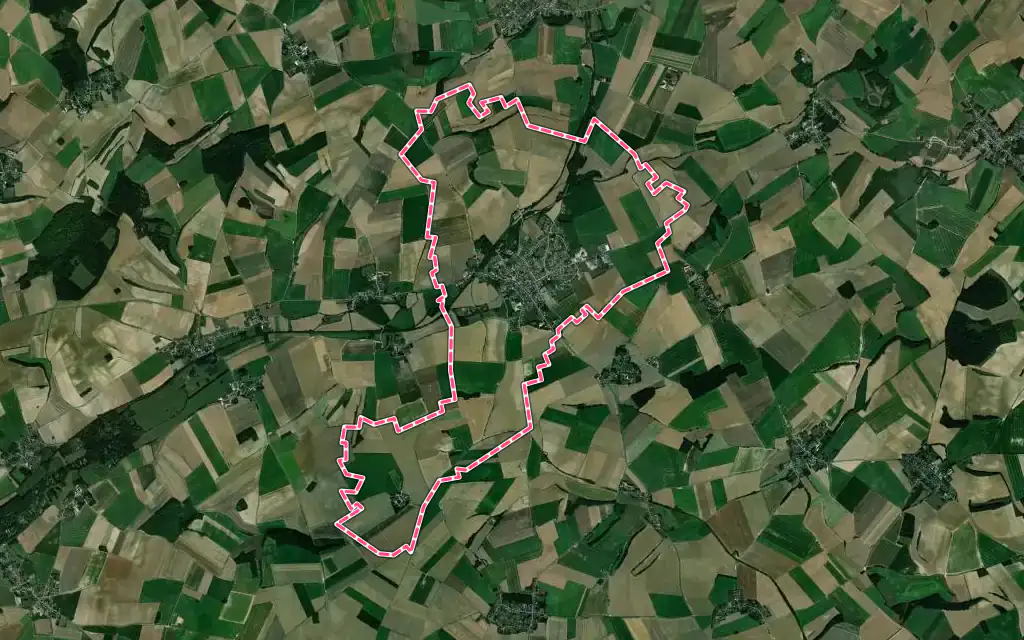 Vue satellite de Roisel avec ses contours administratifs